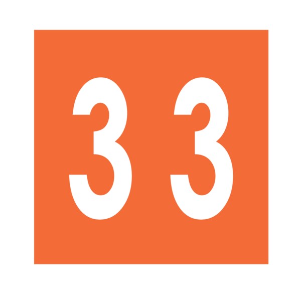 Ames - Filing Labels - Large - Number 3 1-7/8" x 1-7/8" Orange